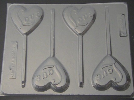 905 LOVE Heart Chocolate or Hard Candy Lollipop Mold